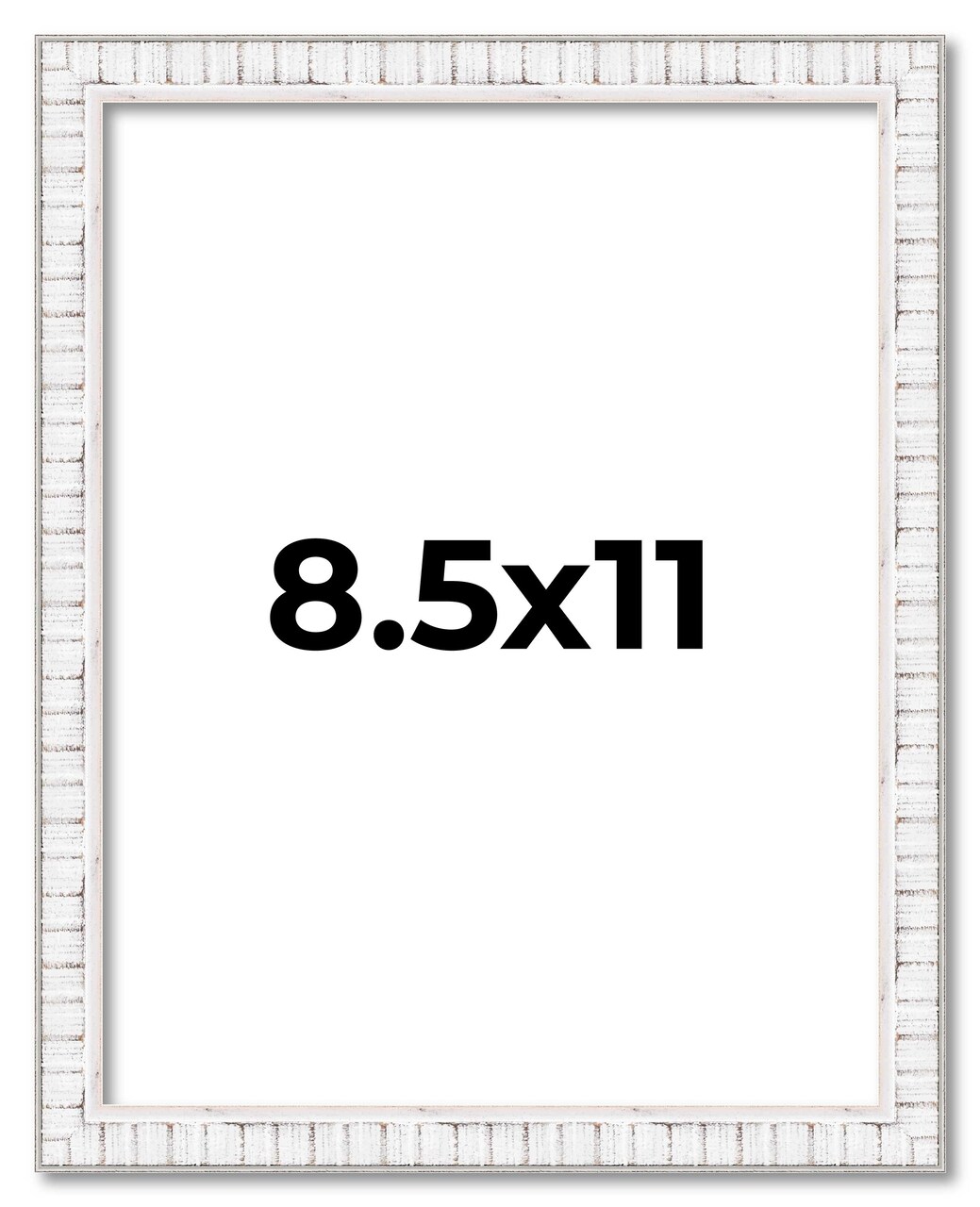 Photo Size Textured White Picture Frame - UV Acrylic, Foam Board Backing, Hanging Hardware